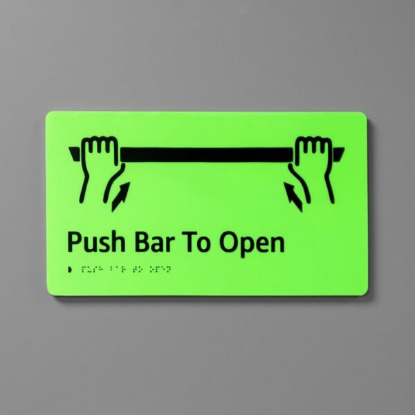 Push Bar Braille | Custom Size | Tactile ADA Compliant Signage