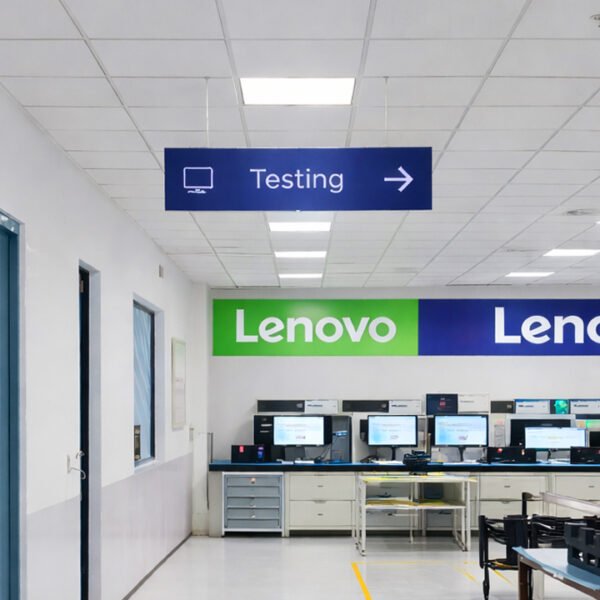 Suspended Signs | Double Side | LIT | 25mm Silver Frame | Cut Vinyl Branding